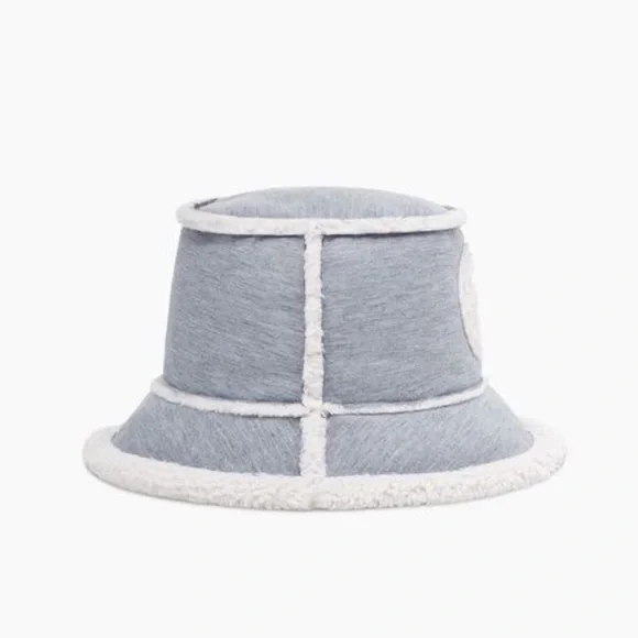 ?UGG X TELFAR GREY & WHITE FLEECE/SHEARLING BUCKET HAT SIZE S/M display picture 1